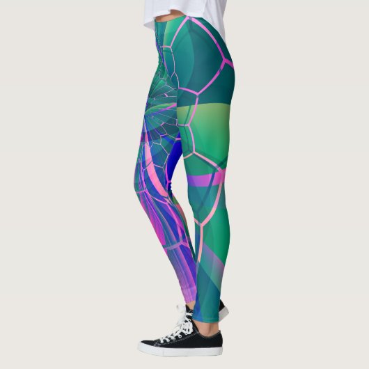 Abstrakte Webfarbgeometrie Leggings (Links)