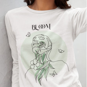 Abstrakte weibliche Linie Kunst, erdige Töne T-Shirt