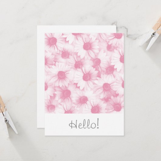 Abstrakte, weich rosa Daisy-Musterkarte Karte (Vorderseite/Rückseite Beispiel)