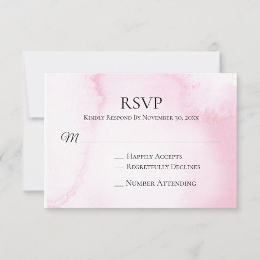 *~* Abstrakte weiche Rosa Hochzeit RSVP Beilage Karte (Vorderseite)