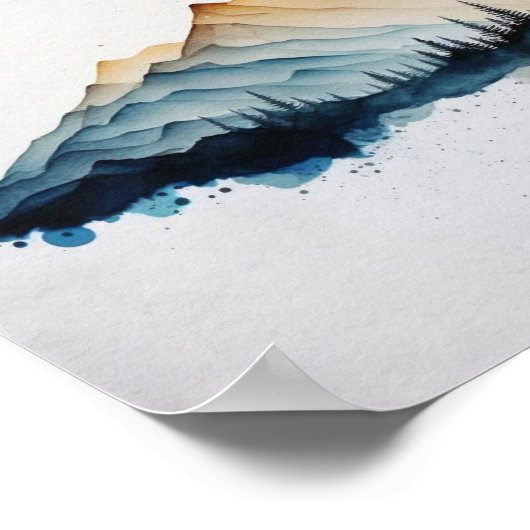 Abstrakte, weiche Wasserfarbengebirge Poster (Ecke)