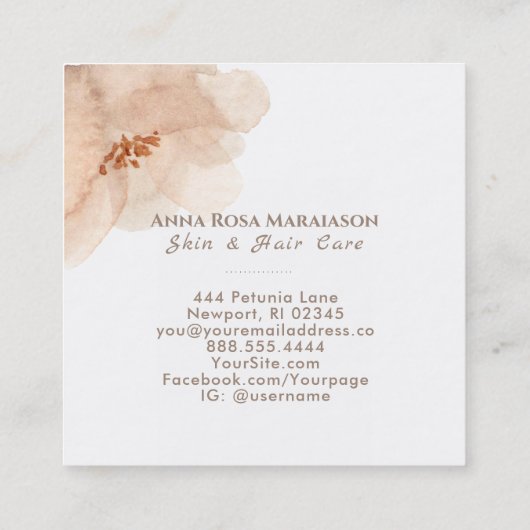 ~* Abstrakte Weichzeichner Pfirsich Beige Blumenfa Quadratische Visitenkarte (Rückseite)