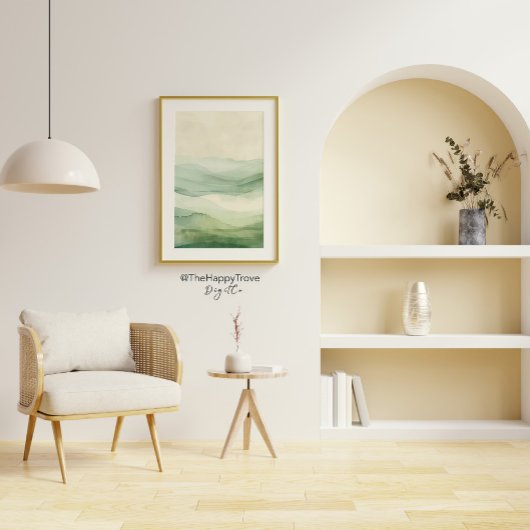 Abstrakte Weiden Grün & Beige Berge Print 2 von 3 Poster