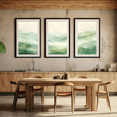 Abstrakte Weiden Grün & Beige Berge Print 2 von 3 Poster