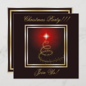 Abstrakte Weihnachtsbaum Party Einladung Rot (Vorne/Hinten)