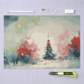 Abstrakte Weihnachtsbäume 3 Aquarellen Seidenpapier (Handwerk)