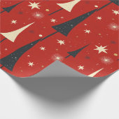 Abstrakte Weihnachtsbäume im Roten Hintergrund Geschenkpapier (Ecke)