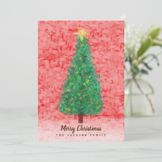 Abstrakte Weihnachtsbäume in farbigen Pixeln Karte (Stehend Vorderseite)