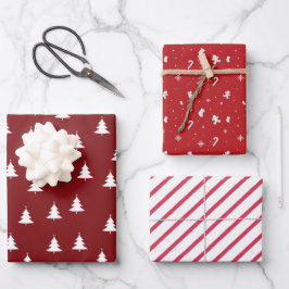 Abstrakte Weihnachtsbäume skandinavisches Muster Geschenkpapier Set