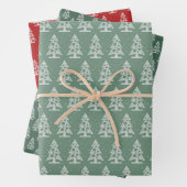 Abstrakte Weihnachtsbaumen auf Rot und Grün Geschenkpapier Set (Beispiel)