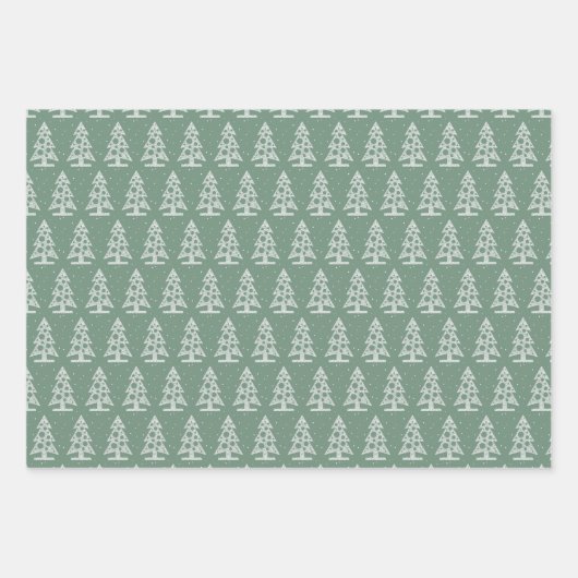 Abstrakte Weihnachtsbaumen auf Rot und Grün Geschenkpapier Set (Vorderseite)