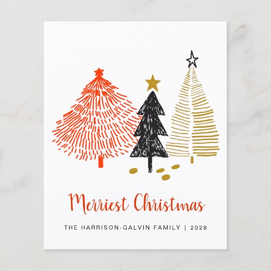 Abstrakte Weihnachtsbaumen Budget-Weihnachtskarte (Vorderseite)