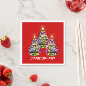 Abstrakte Weihnachtsbaumen Design auf Rot Serviette (Beispiel)