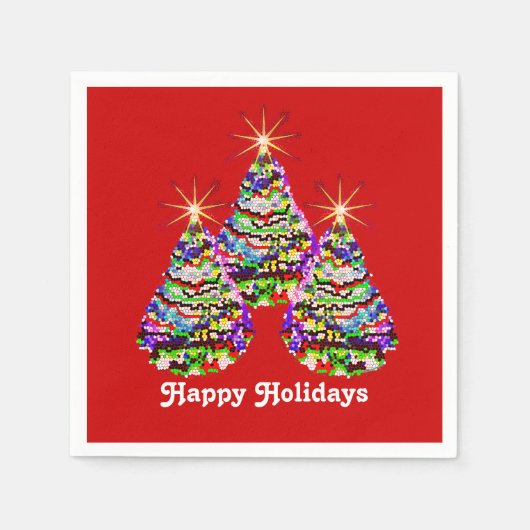 Abstrakte Weihnachtsbaumen Design auf Rot Serviette (Vorderseite)