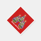 Abstrakte Weihnachtsbaumen Design auf Rot Serviette (Ecke)