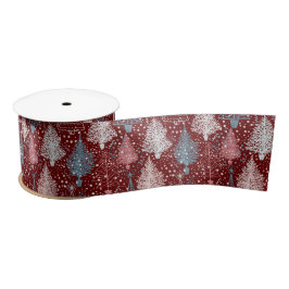 Abstrakte Weihnachtsbaumen Muster 3 Satin Ribbon Satinband