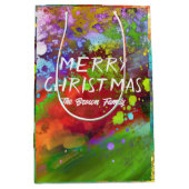 Abstrakte Weihnachtskunst Rot und Grün Mittlere Geschenktüte (Vorderseite)