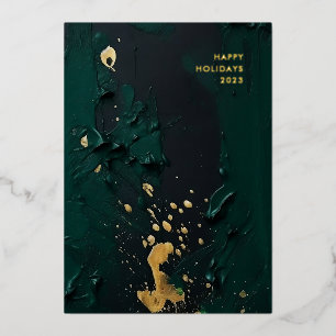 Abstrakte Weihnachtsmalerei mit neuem Green Gold Folien Feiertagskarte