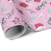 Abstrakte Weihnachtsmannmützen Winter Berry Modern Geschenkpapier (Rolleneckpunkt)