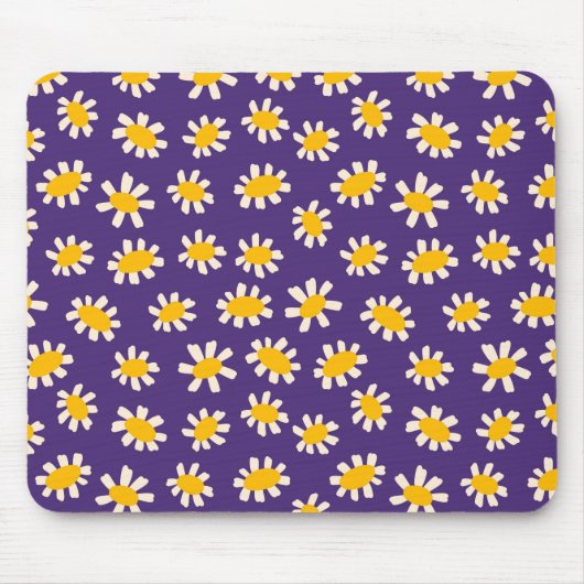 Abstrakte Weiß- und Gelbblumen Kunst Mousepad (Vorne)