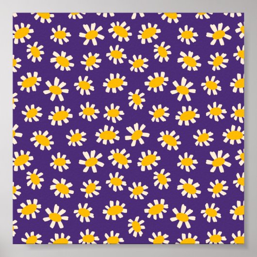 Abstrakte Weiß- und Gelbblumen Kunst Poster (Vorne)