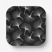 Abstrakte, weiße Blätter Pappteller (Vorderseite)