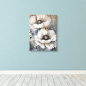 Abstrakte weiße Blume, goldgelb und grau Leinwanddruck (Insitu (Holzboden))