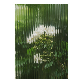 Abstrakte weiße Blumen durch geripptes Glas Fotodruck