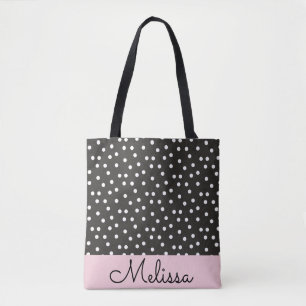 Abstrakte weiße Polka Punkte auf rosa Streifen Tot Tasche