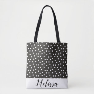 Abstrakte weiße Polka-Punkte auf Schwarz-weißem St Tasche