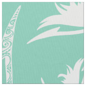 Abstrakte weiße und Aquamarin-grüne Schmetterlinge Stoff (Nahaufnahme)