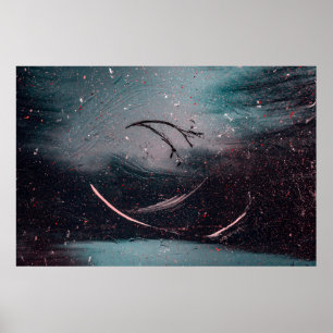 Abstrakte, weiße und blaue Malerei Poster