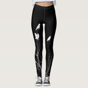 Abstrakte, weiße und schwarze Krähen Leggings