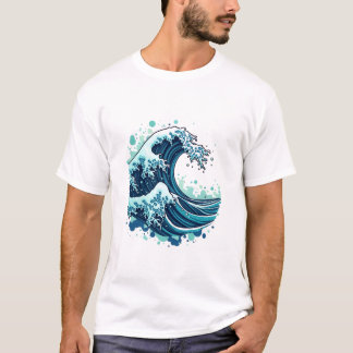 Abstrakte Welle aus Gerecycelt Kunststoff in Schat T-Shirt
