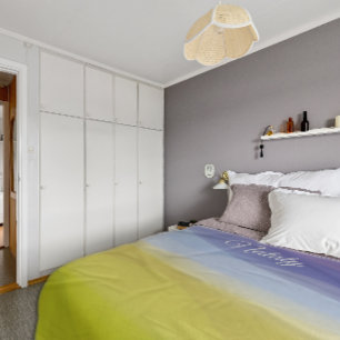 Abstrakte Welle gelb blau Name Fleecedecke