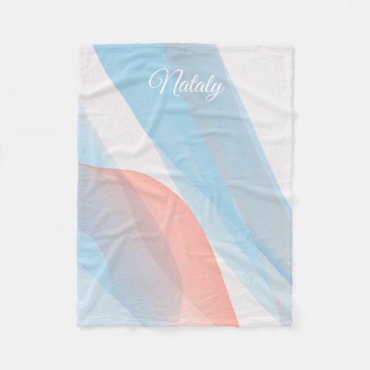 Abstrakte Welle Rosa blauer Name Fleecedecke (Vorderseite)