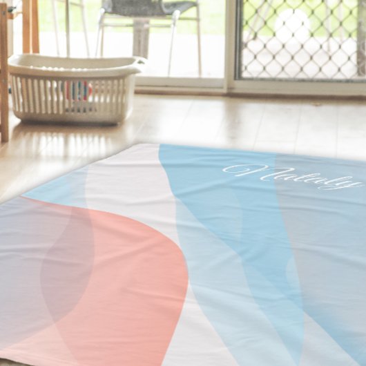 Abstrakte Welle Rosa blauer Name Fleecedecke