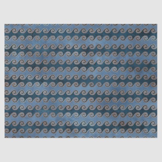 Abstrakte Wellen auf blauem Dekor Seidenpapier (Vorderseite)