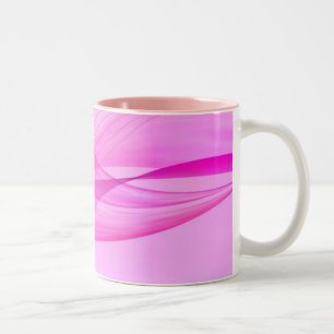 Abstrakte Wellen auf rosa Keramikbecher Zweifarbige Tasse