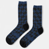 Abstrakte Wellen Blau und Schwarz mit Text Socken (Linkes Detail)