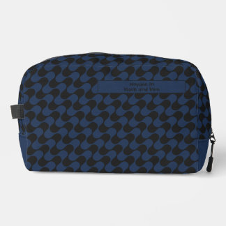 Abstrakte Wellen Blau und Schwarz mit Text Waschbeutel