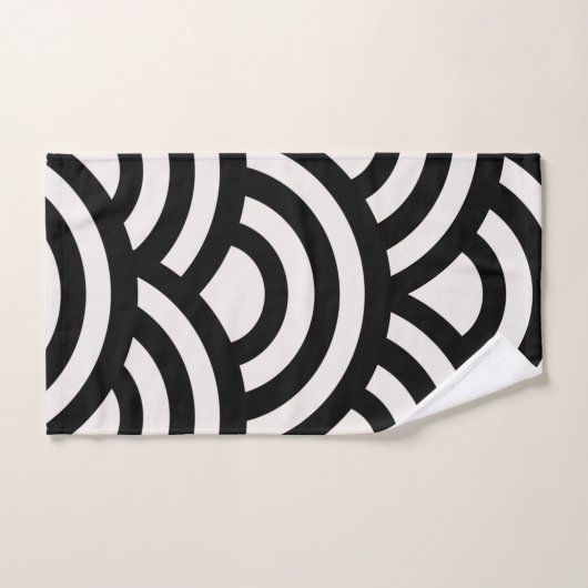 Abstrakte Wellen, Bögen, schwarze und weiße Linien Badhandtuch Set (Handtuch)