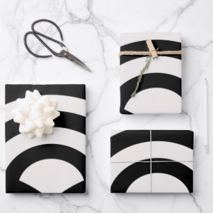 Abstrakte Wellen, Bögen, schwarze und weiße Linien Geschenkpapier Set
