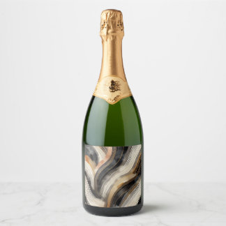 abstrakte Wellen Champagnerflaschenetikett Schaumweinetikett