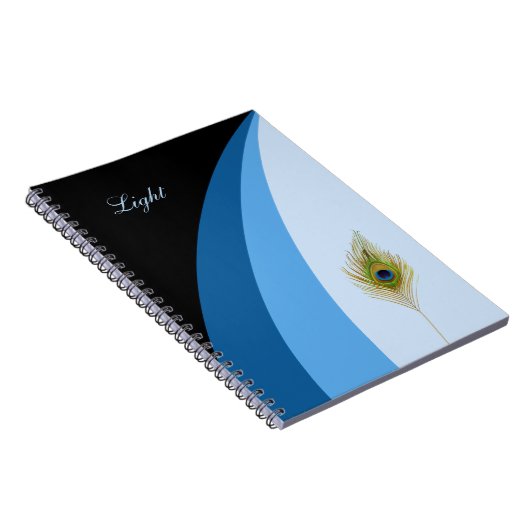 Abstrakte Wellen in blauen Farbtönen und Pfauenfed Notizblock (Rechte Seite)