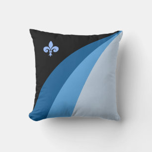 Abstrakte Wellen in Blautönen & Fleur de Lis Kissen