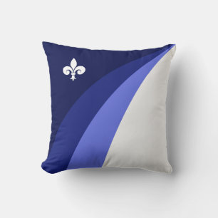 Abstrakte Wellen in Blautönen & weiße Fleur de lis Kissen