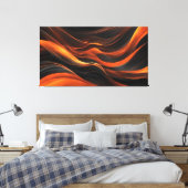 Abstrakte Wellen in Schwarz und Orange Leinwanddruck (Insitu (Schlafzimmer))
