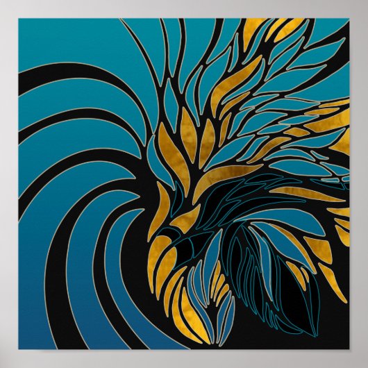 Abstrakte Wellen, Linien, Blätter, modernes Design Poster (Vorne)