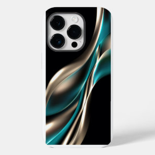 Abstrakte Wellen Luxus Gold und Grün  iPhone 14 Pro Hülle
